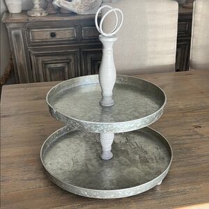 Two-Tier Galvanized Metal Tray